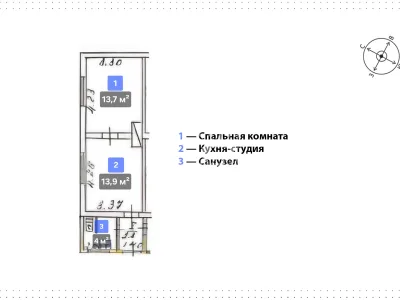 2-к квартира 31.6 м² 1/1 эт., Краснофлотская — миниатюра 9