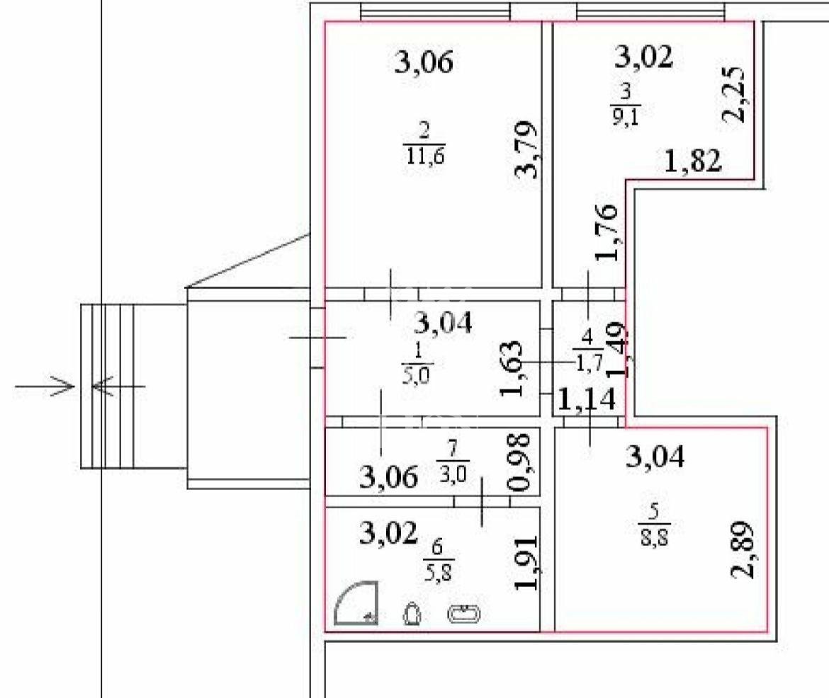 3-к квартира 45 м² 1/9 эт., Нагорная — фото 40