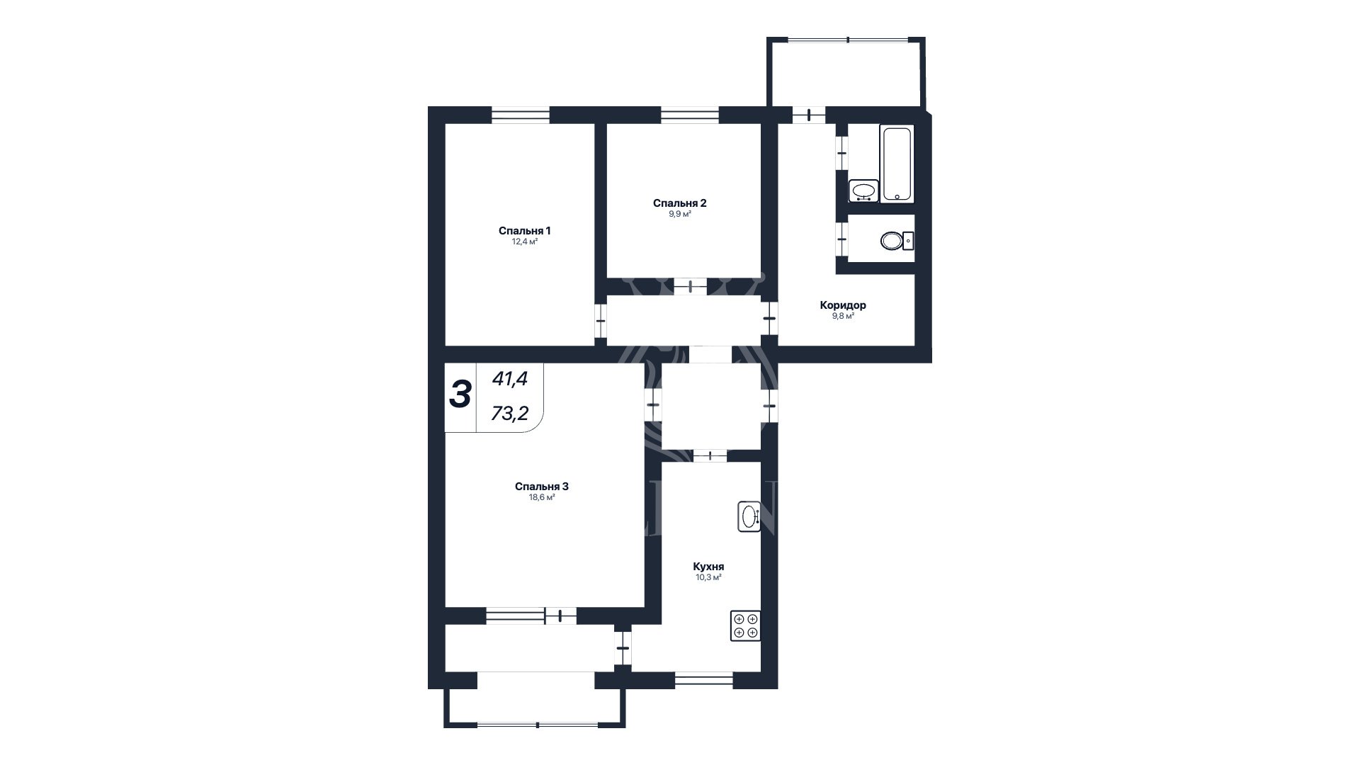 3-к квартира 73.2 м² 3/5 эт., 60 лет СССР — фото 3
