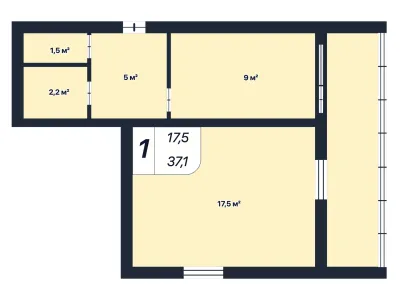 1-к квартира 37.1 м² 7/12 эт., Октябрьская — миниатюра 3